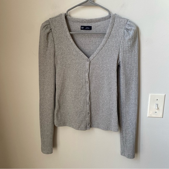 GAP Women's Gray Ribbed Cotton Sweater size XS - Picture 1 of 7